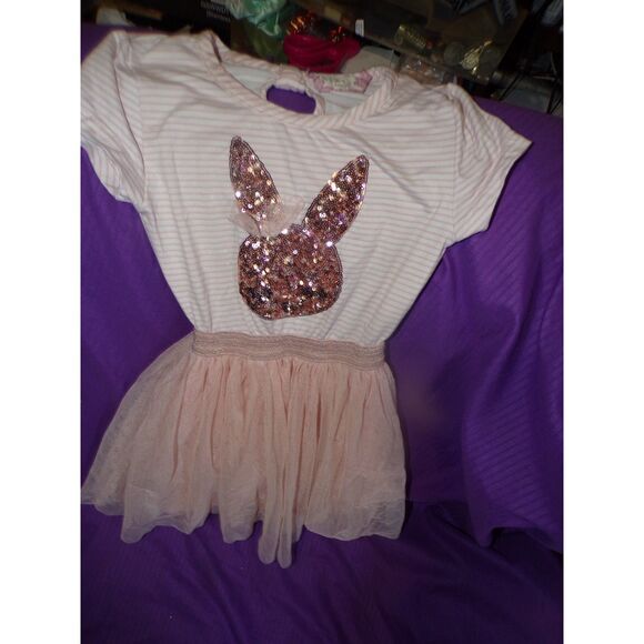 btween Other - Btween pink stripe top with sequin bunny applique  tutu skirt size 5
